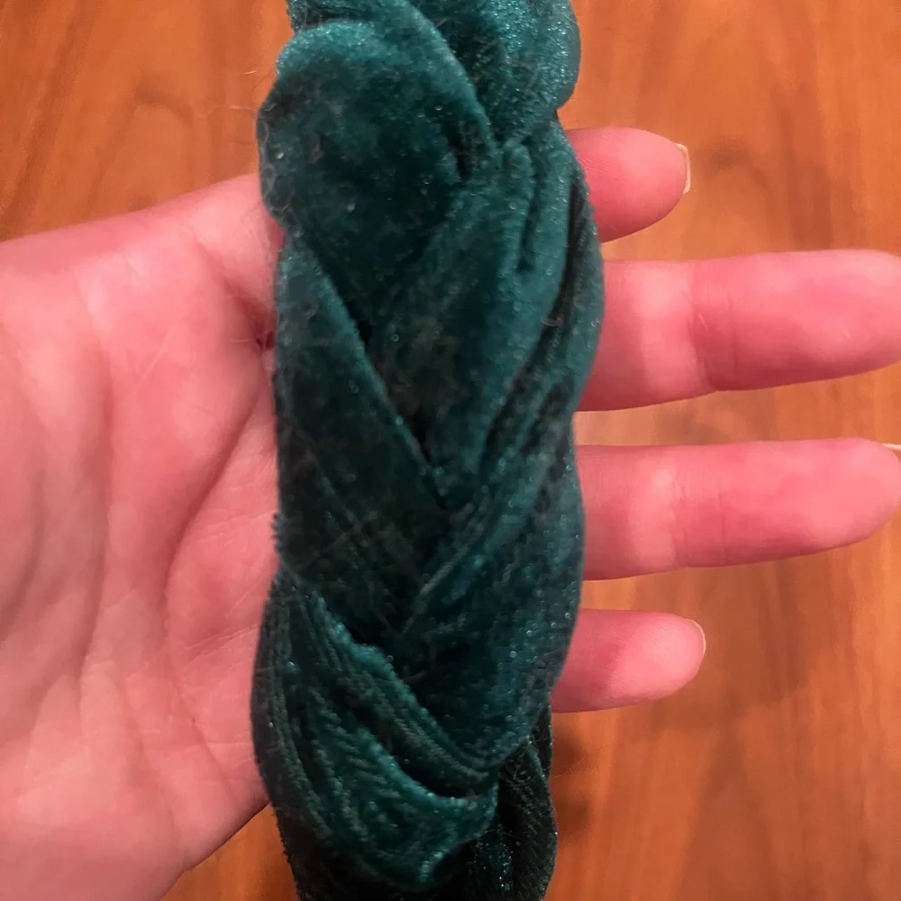 Mulberry and Grand Emerald Green Velvet Braided Headband - Picture 4 of 4